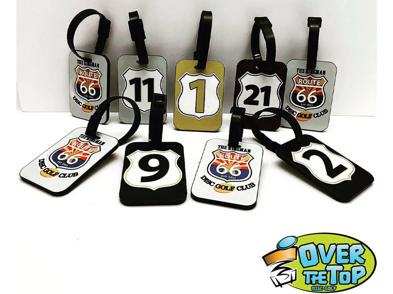 Custom disc golf bag tag made by Over The Top Disc Golf