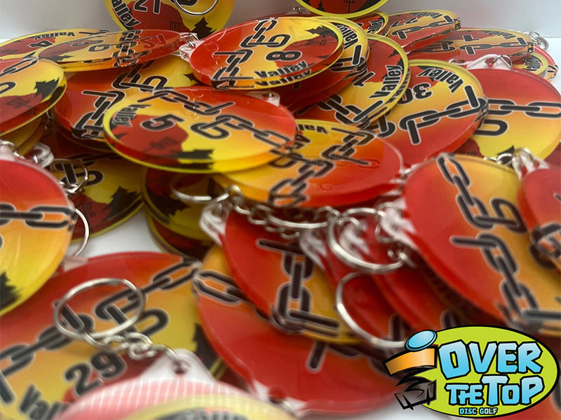 Custom disc golf bag tag made by Over The Top Disc Golf