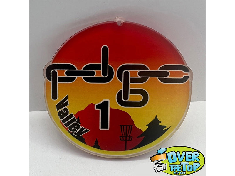 Custom disc golf bag tag made by Over The Top Disc Golf