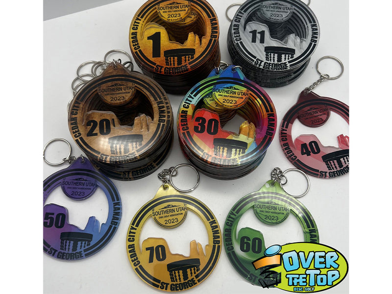 Custom disc golf bag tag made by Over The Top Disc Golf