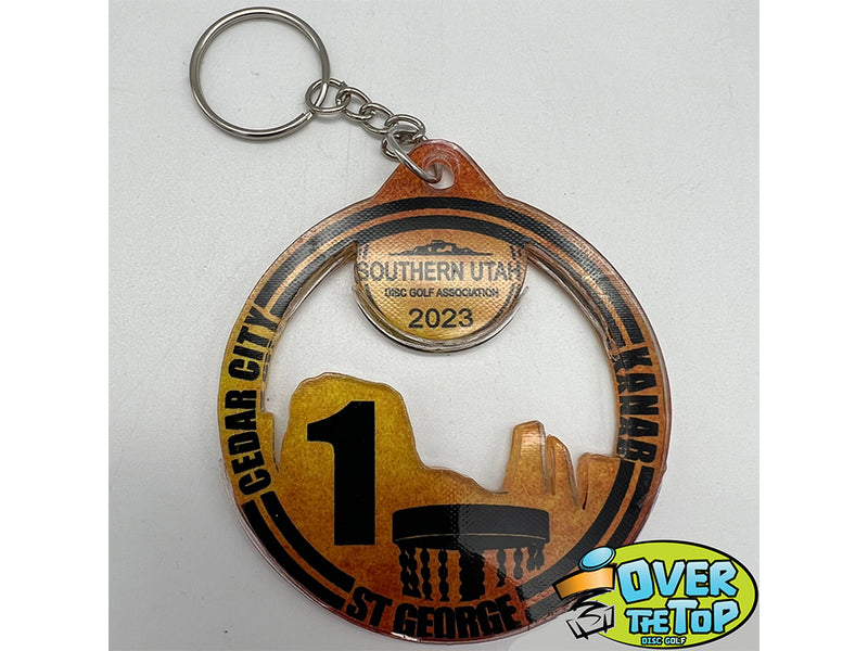 Custom disc golf bag tag made by Over The Top Disc Golf