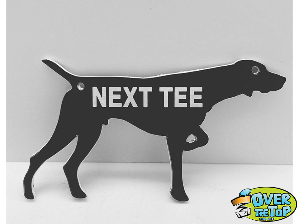 Custom dog silhouette next tee directional course sign