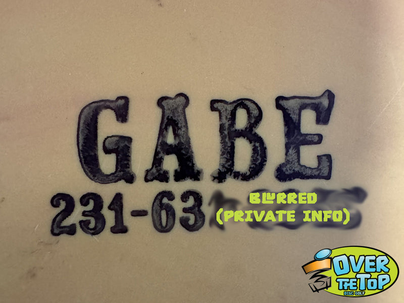 Custom disc golf ink stamp impression on disc - Gabe