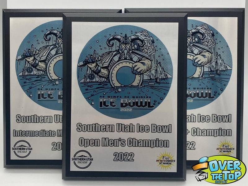 Custom disc golf trophy built by Over The Top Disc Golf