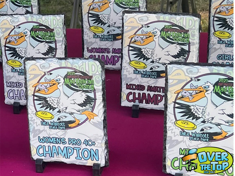 Custom disc golf trophy built by Over The Top Disc Golf