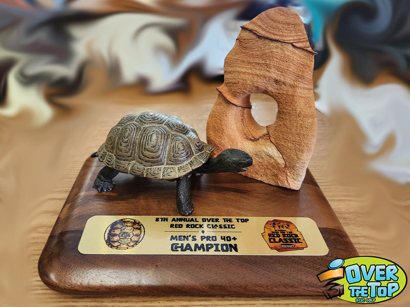 Custom disc golf trophy built by Over The Top Disc Golf