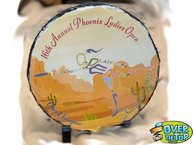 Custom disc golf trophy built by Over The Top Disc Golf