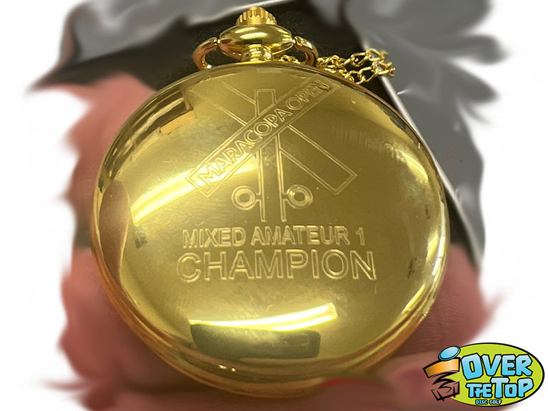 Custom disc golf trophy built by Over The Top Disc Golf