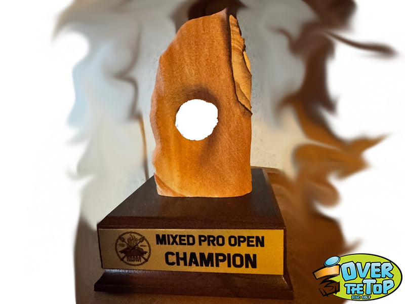 Custom disc golf trophy built by Over The Top Disc Golf